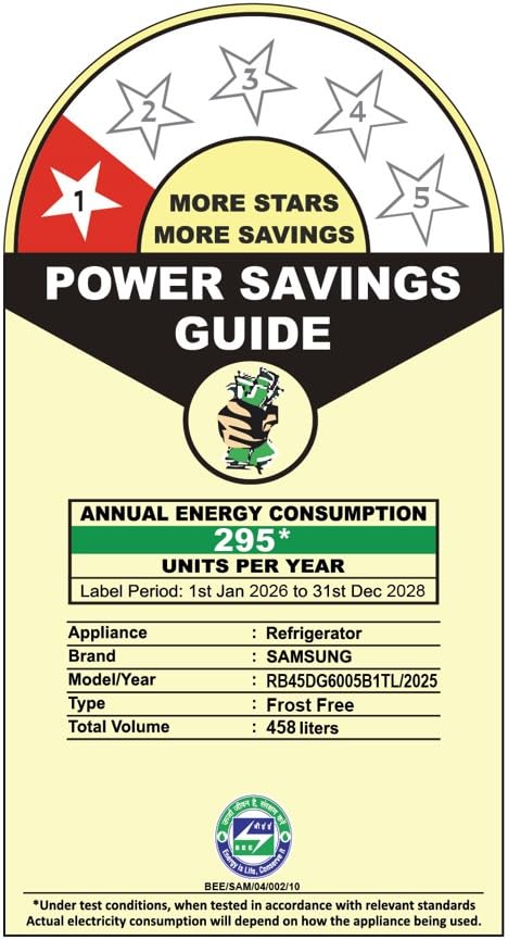 Samsung RB45DG6005B1TL 458 L, 1 Star, Digital Inverter, Frost Free Double Door, Bespoke AI WiFi Refrigerator ( Black DOI, 2026 Model) Mahajan Electronics Online