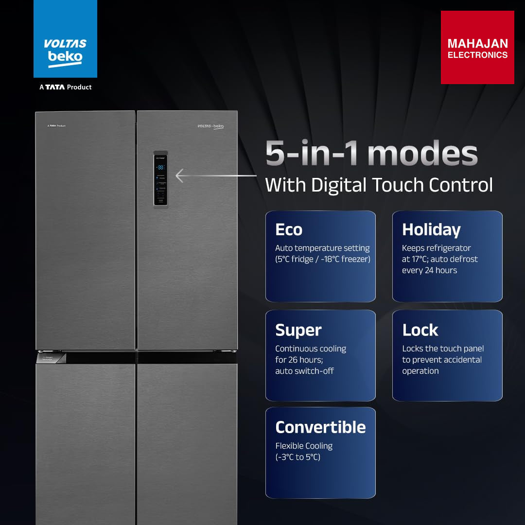 Voltas Beko R4D472/FPV3N0RXID 472 L Frost Free Side by Side Refrigerator . online mahajan electronics