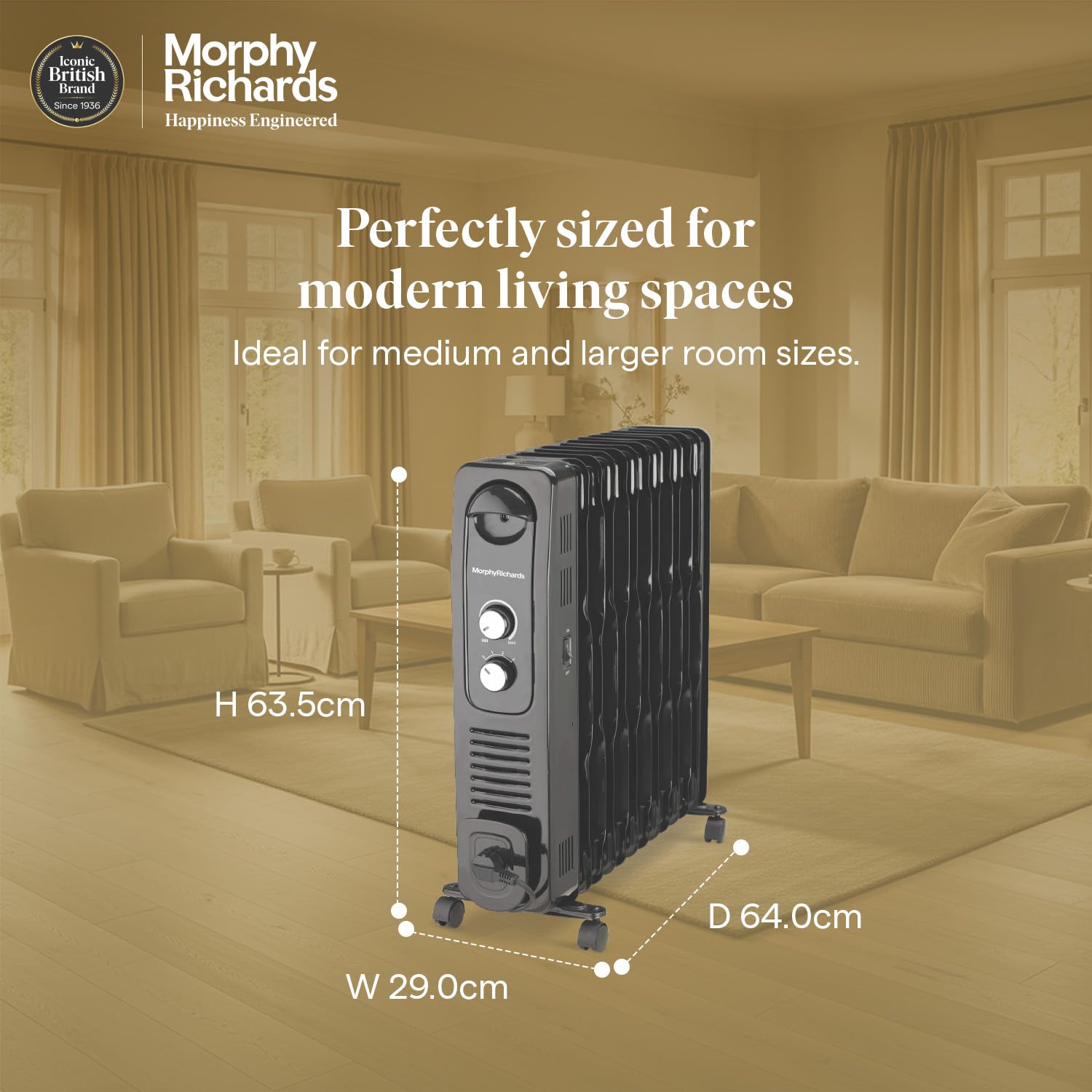 Morphy Richards 13 Fin Heat wave Ofr Room Heater For Home | 2500W Convection Oil Filled Room Heater | 400W Ptc Cermanic Fan Heater | Overheat Protection | 2900 Watts (BLACK) Mahajan Electronics Online