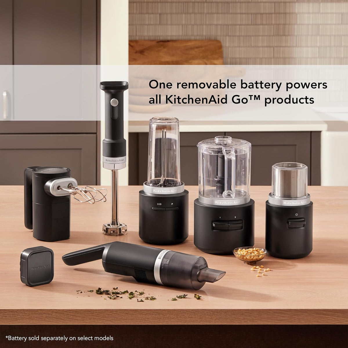 KitchenAid Go Cordless 5KRB12A 12V MAX Lithium Ion Battery, Compatible with All KitchenAid Go Cordless Appliances, Battery Indicator Light KitchenAid