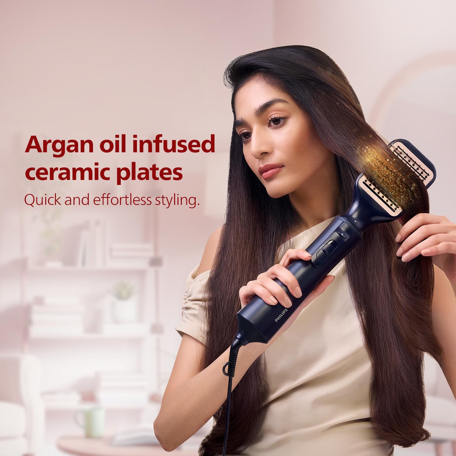 Philips BHA531/10 India’s No.1 Hair Styling Brand 2-in-1 Airstyler | Straightening Brush + Hot Air Brush Combo | 3X Volume | 50% Less Breakage,2 Attachments, 3 Heat Settings, Cool Shot, For Indian Hair Philips