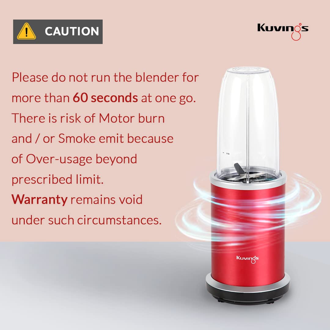 Kuvings Nutri Blender PRO Ferrari Red, Powerful 1000 Watts Motor, Longest Warranty 7 Years, Mixer/Grinder/Smoothie Maker, Blender for Smoothies and Juices, Stainless Steel Body, 2 Blade Set: Wet & Dry Mahajan Electronics Online