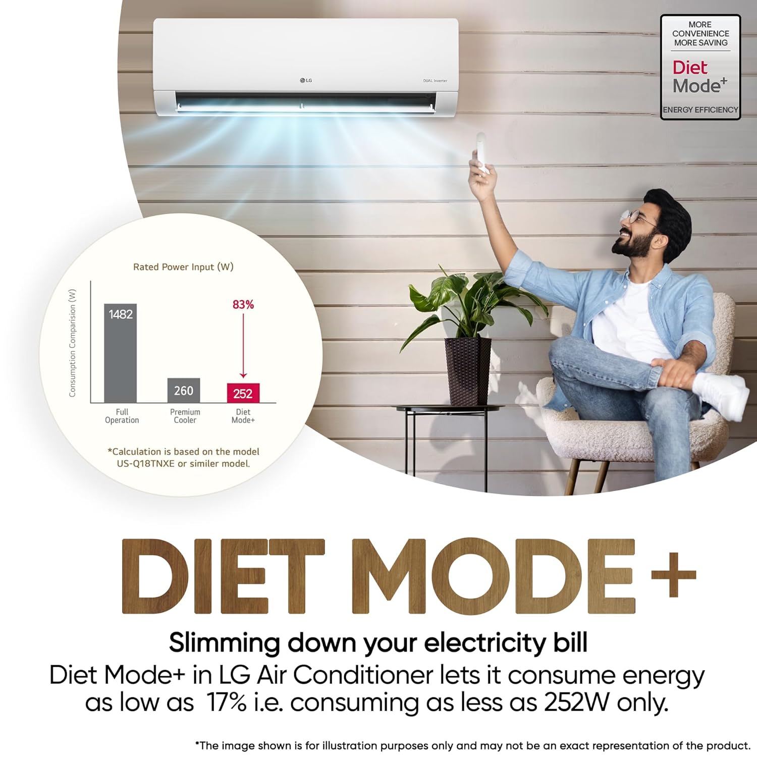 LG US-Q24ENXE 2 Ton 3 Star DUAL Inverter Split AC (Copper, AI Convertible 6-in-1, Diet Mode+, Faster Cooling & Energy Saving, 4 Way Swing, HD Filter with Anti-Virus Protection, White) Mahajan Electronics online