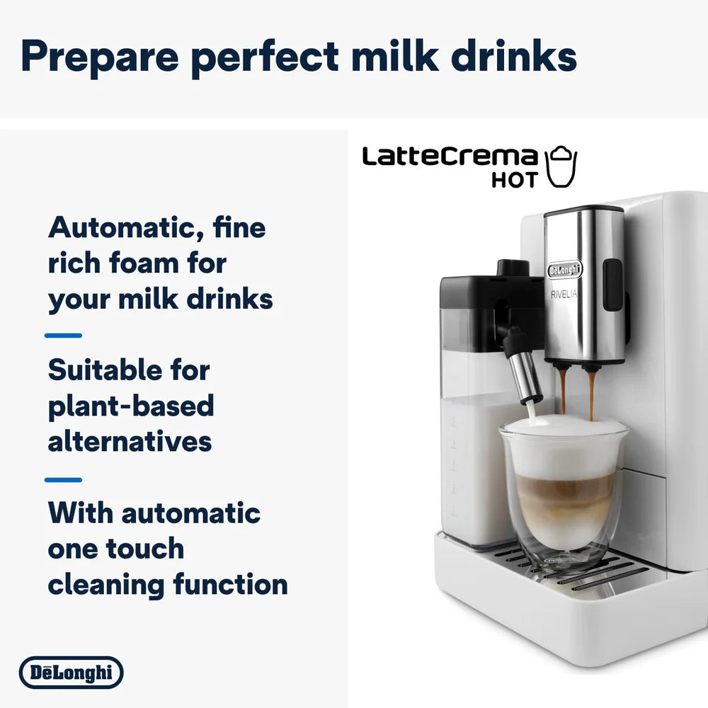 De’Longhi Rivelia EXAM440.55 | Fully Automatic Coffee Machine | Bean-to-Cup | LatteCrema Hot | 3.5” Touch – Mahajan Electronics Online.