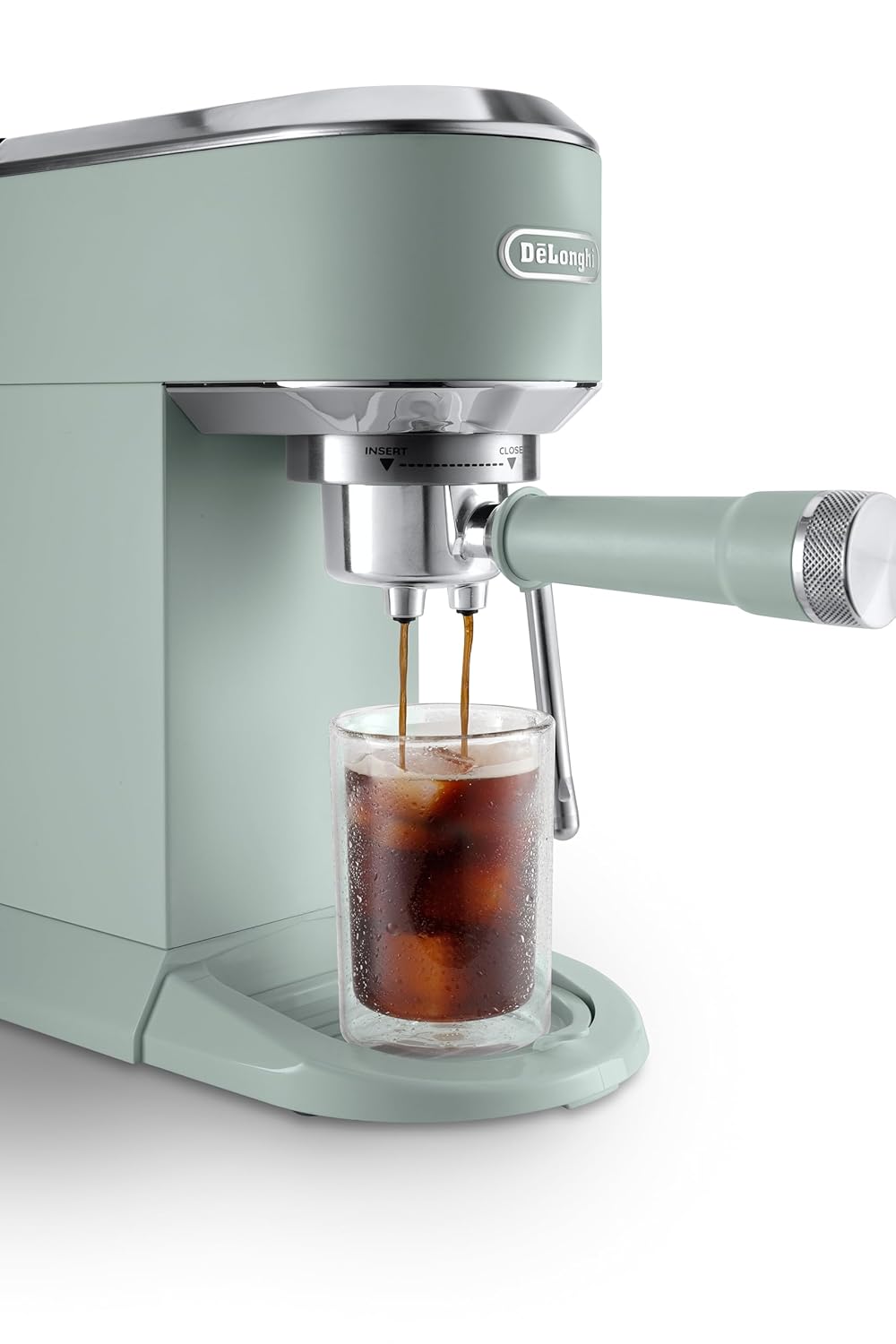 De’Longhi Dedica Duo EC890.GR Barista Coffee Machine with Pump, Espresso and Cold Brew, Manual Coffee Machine with Latte Art Steam Wand, 15 cm Wide, 2 Espressos, Touchscreen, Cups up to 13 cm (green) Mahajan Electronics Online