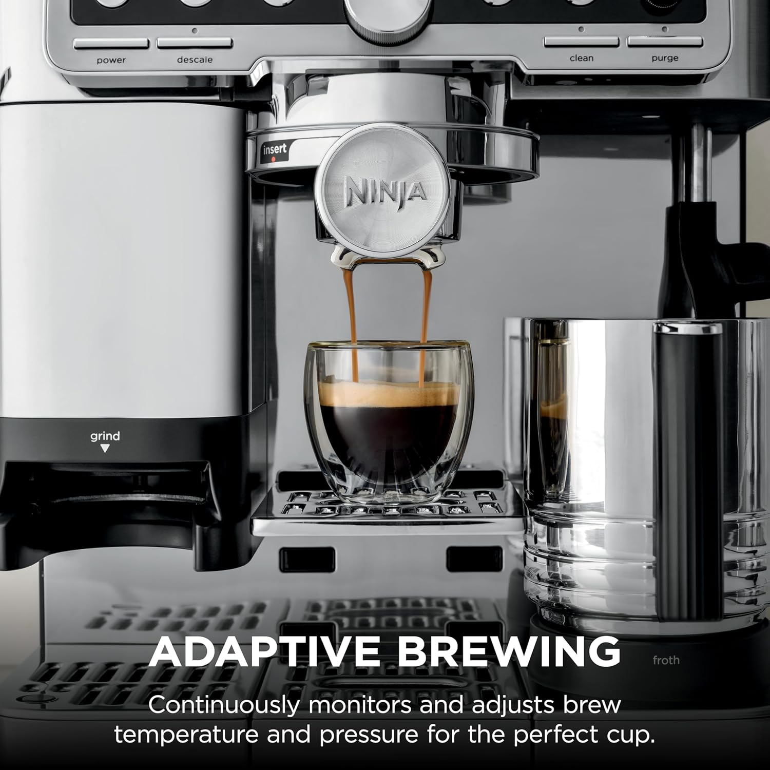 Ninja ES701 Luxe Café Pro Series, Espresso Machine, Drip Coffee, Cold Brew, Hot Water, Integrated Tamper, Built-in Grinder, Hands-Free Frother for Cappuccinos, Lattes, Americanos, Dairy or Non-Dairy Mahajan Electronics Online