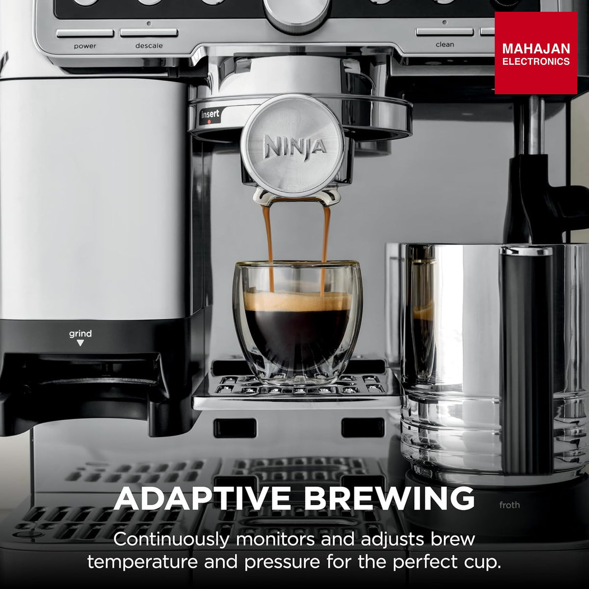 Ninja ES701 Luxe Café Pro Series, Espresso Machine, Drip Coffee, Cold Brew, Hot Water, Integrated Tamper, Built-in Grinder, Hands-Free Frother for – Mahajan Electronics Online.