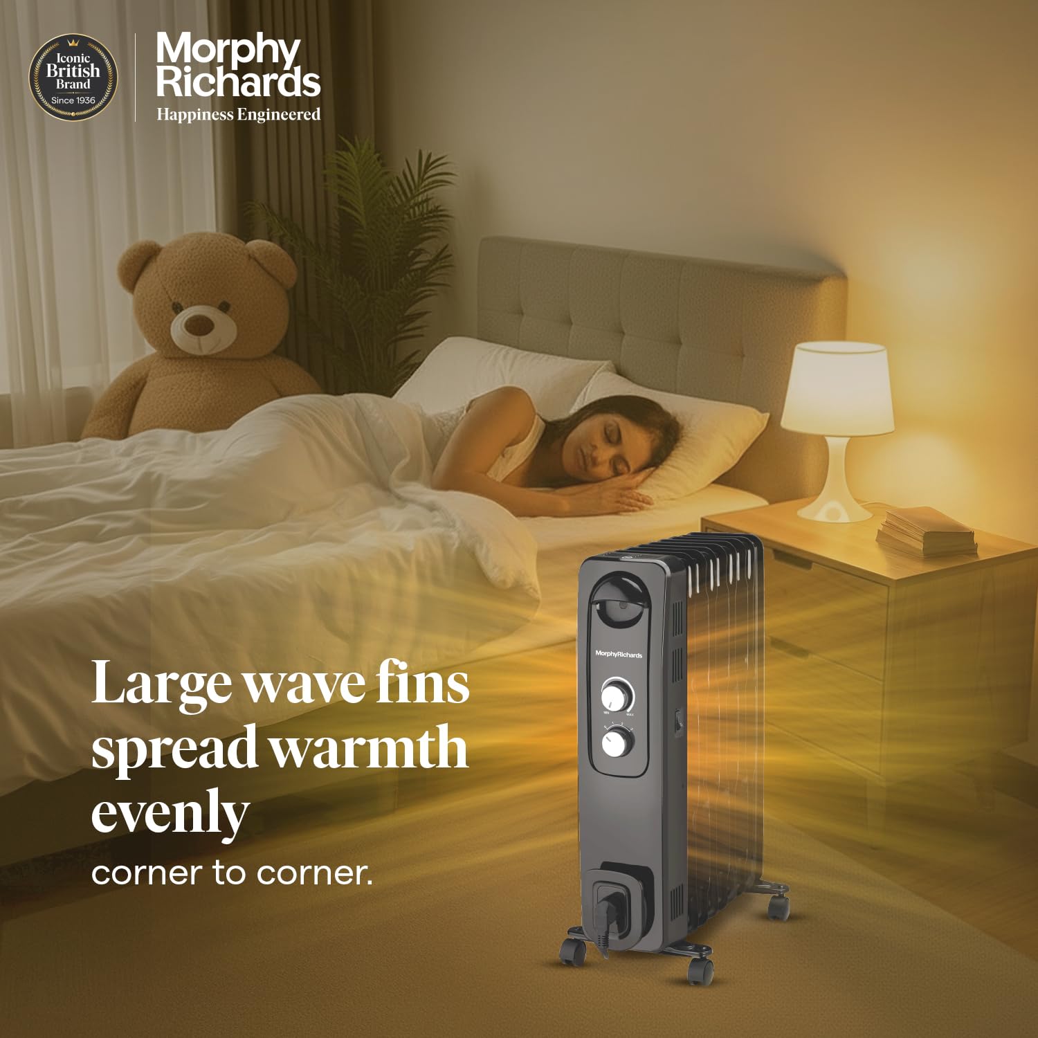 Morphy Richards OFR Room Heater, 9F WAVE FIN Fin 2400 Watts Oil Filled Room Heater with 400W PTC Ceramic Fan Heater, ISI Approved (Black) Mahajan Electronics Online