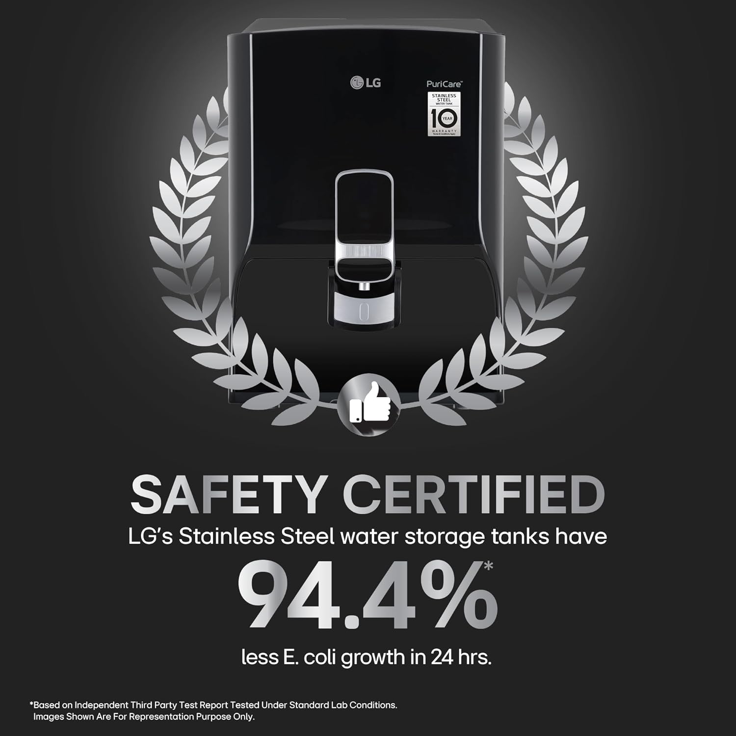 LG WW132NF RO Water Purifier | 8L Storage Airtight Stainless Steel Tank | Multi Stage Filtration | Wall Mount | Suitable for all Water Sources, Black Mahajan Electronics Online