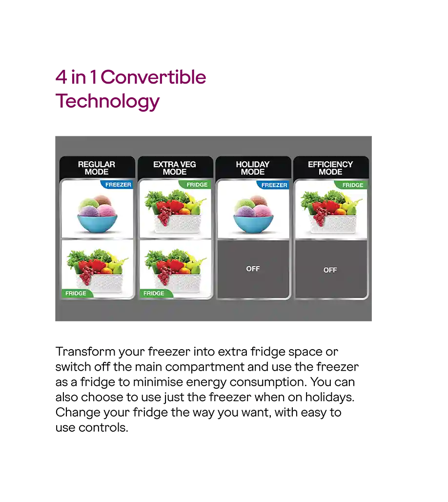 Godrej RT EONVIBE 366B RCIT CH GD Convertible - Double Door Frost Free 330 Litre Champagne Gold Mahajan Electronics Online