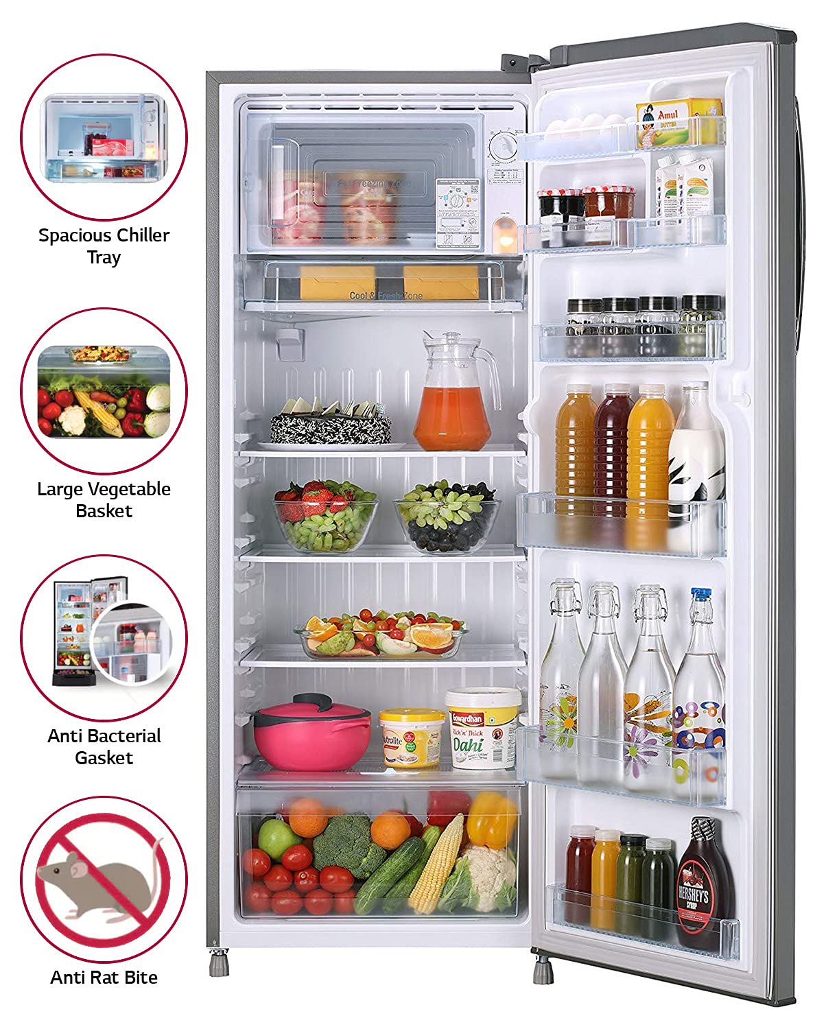 LG GL-B281BPZX 261 L 3 Star Inverter Direct Cool Single Door Refrigerator( Shiny Steel, Fast Ice Making , Gross Volume- 270 L) Mahajan Electronics Online