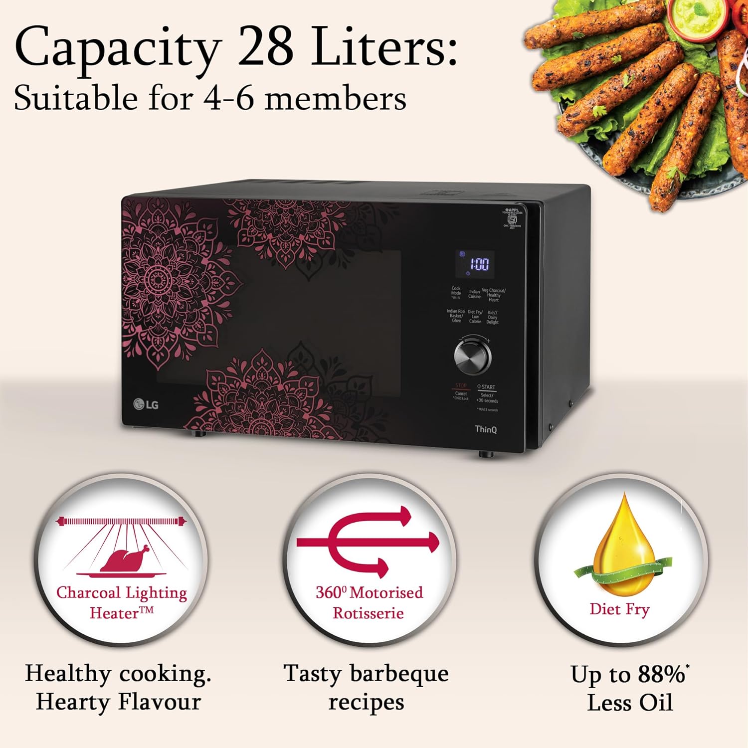 LG MJEN286VIW 28 L Scan to Cook Wi-Fi Enabled Charcoal Convection Microwave Oven Mahajan Electronics Online