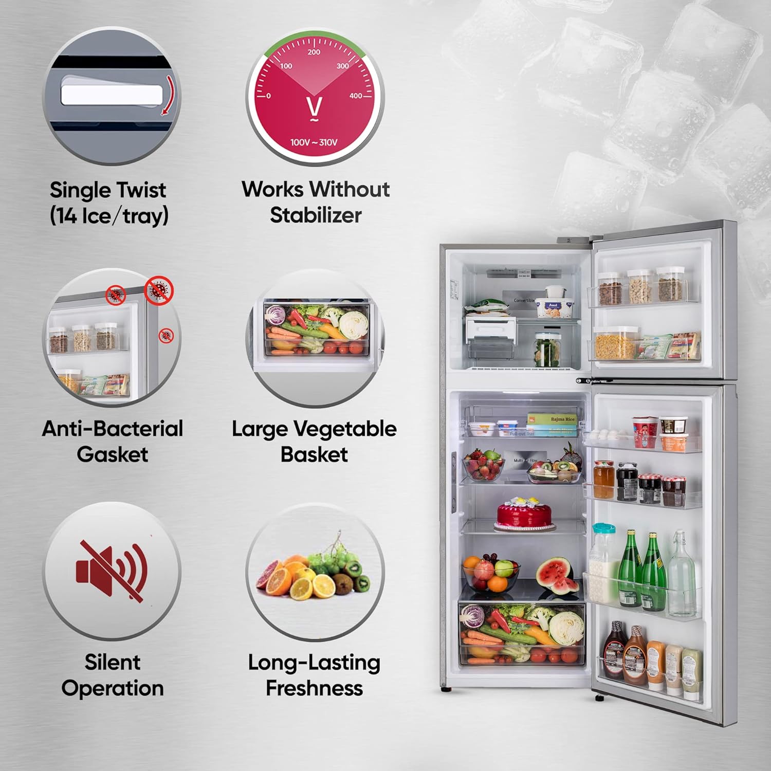 LG GL-T342TPZY 322 L 2 Star Frost-Free Convertible Double Door Refrigerator with Wi-Fi, Door Cooling+ & Smart Inverter Compressor (Shiny Steel, 2025 Model)