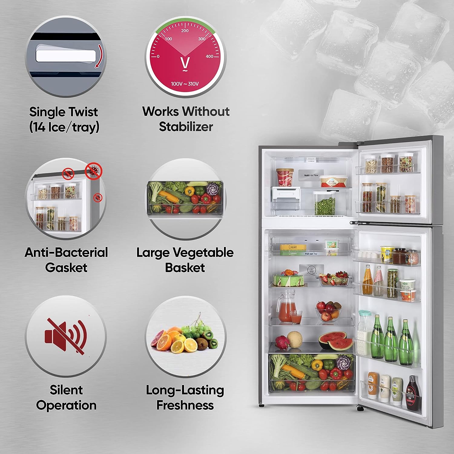 LG T4016NFDS 398 L 1 Star Frost-Free Smart Inverter Double Door Refrigerator ( Dazzle Steel, Express Freeze) 2026 Mahajan Electronics Online