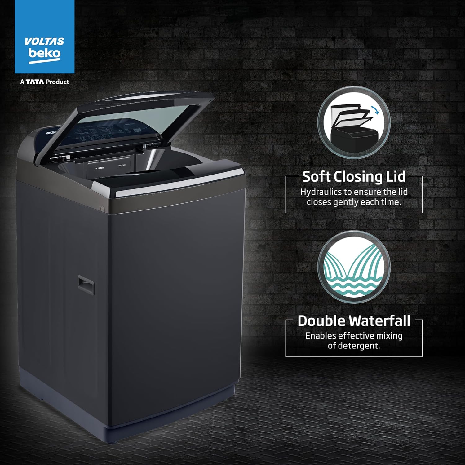 Voltas Beko, WTL9006UEAH / OBS3060A Tata Product 9 Kg 5 Star Fully-Automatic Top Loading Washing Machine with Anti-Bacterial wash Technology , Dark Grey, Inbuilt Heater) mahajan electronics online
