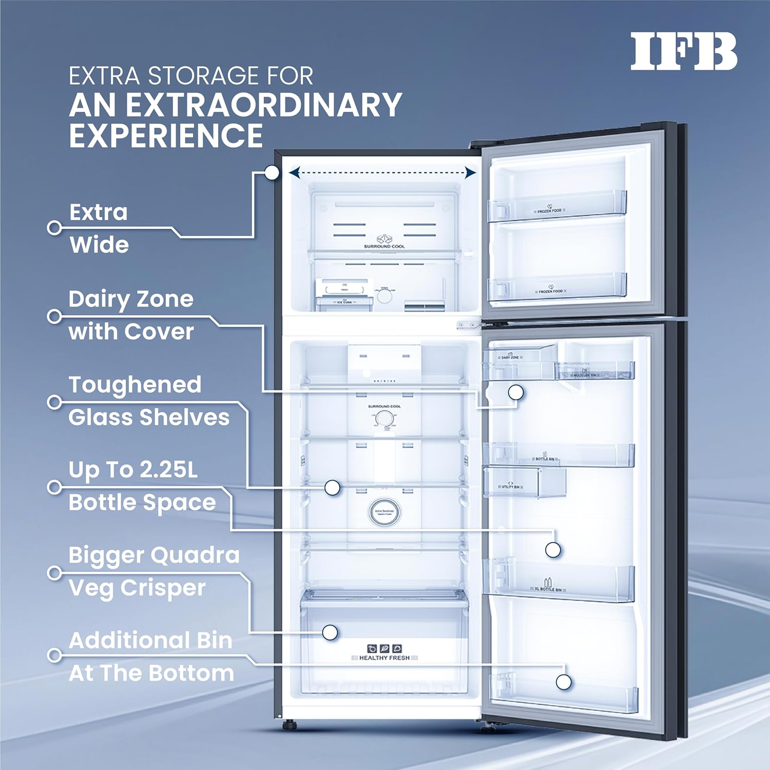 IFB IFBFF-3362IKG Frost - Free Refrigerator 285 L | 2 Star | Glass Model | Eco-Cool Series Mahajan Electronics Online