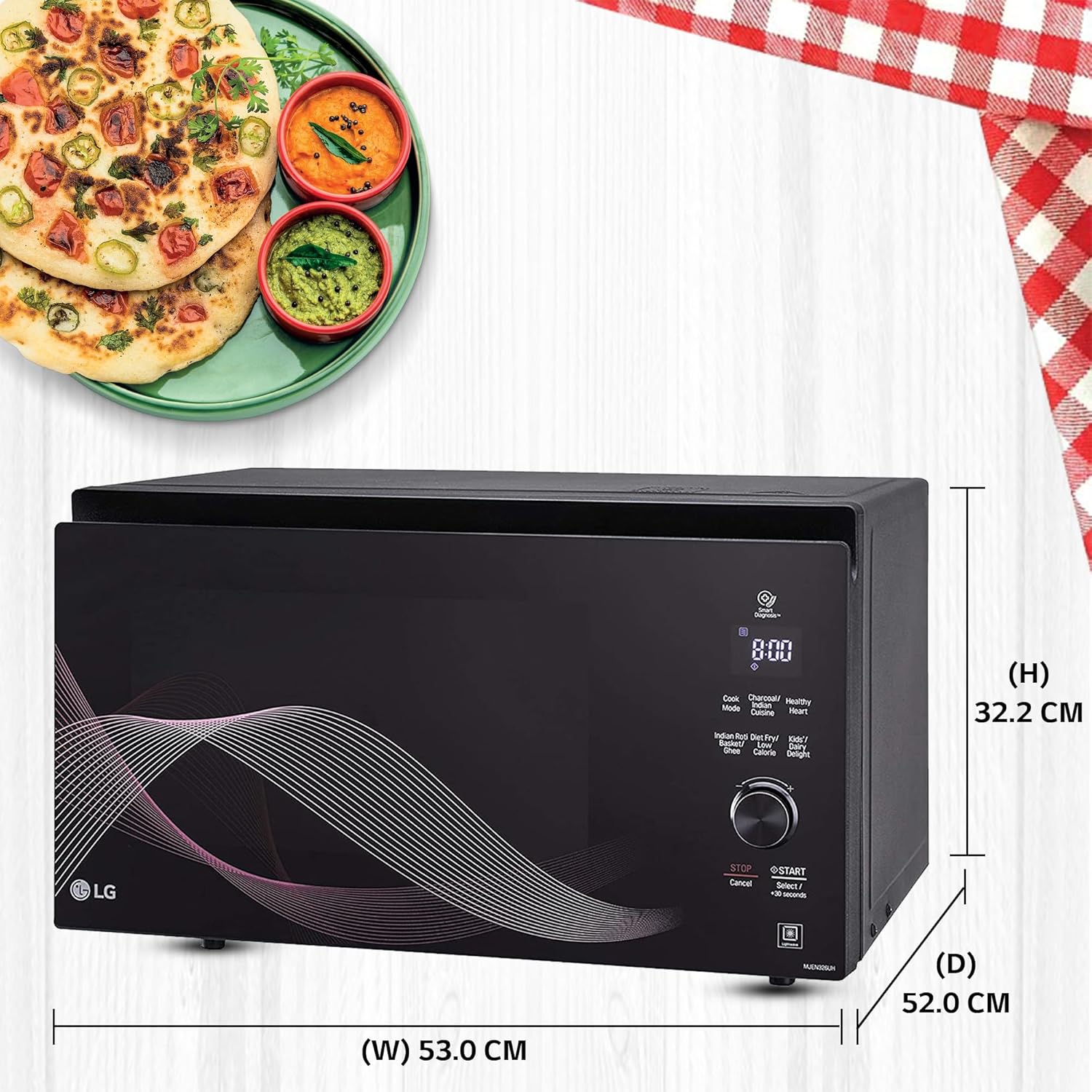 LG MJEN326UHWF 32 L Charcoal Convection Healthy Heart Microwave Oven ( Black) Mahajan Electronics Online