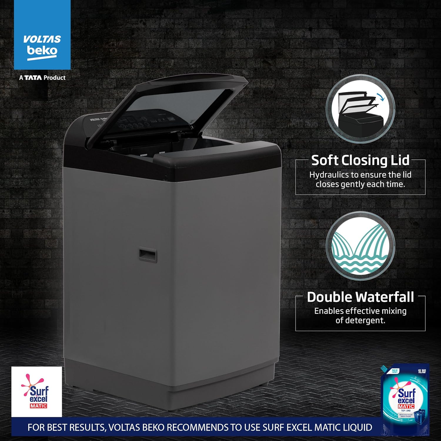 Voltas Beko, A Tata Product WTL1106UEAH/OBS3060 10 Kg 5 Star Fully-Automatic Top Loading Washing Machine (2024 Model, Dark Grey, Inbuilt Heater) Mahajan Electronics online.