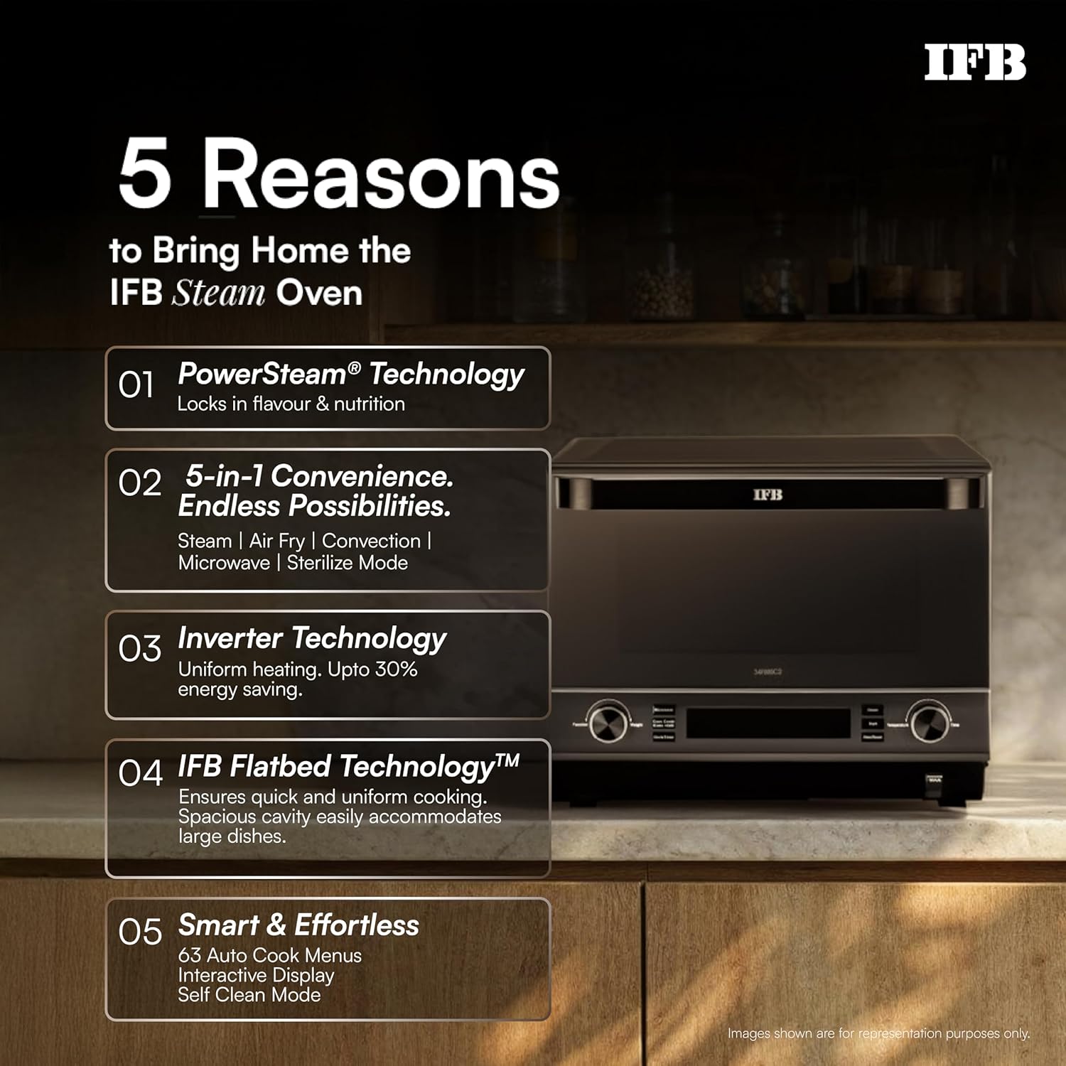 IFB 34FBBSC2 34L, 1000 W, FlatBed with Inverter Technology, 63 Autocook menus, PowerSteam, 6 Power levels, SelfClean, Steralise mode, LCD Display, Convection & Grill Microwave Oven (34FBBSC2, Metallic Grey) mahajan electronics onilne