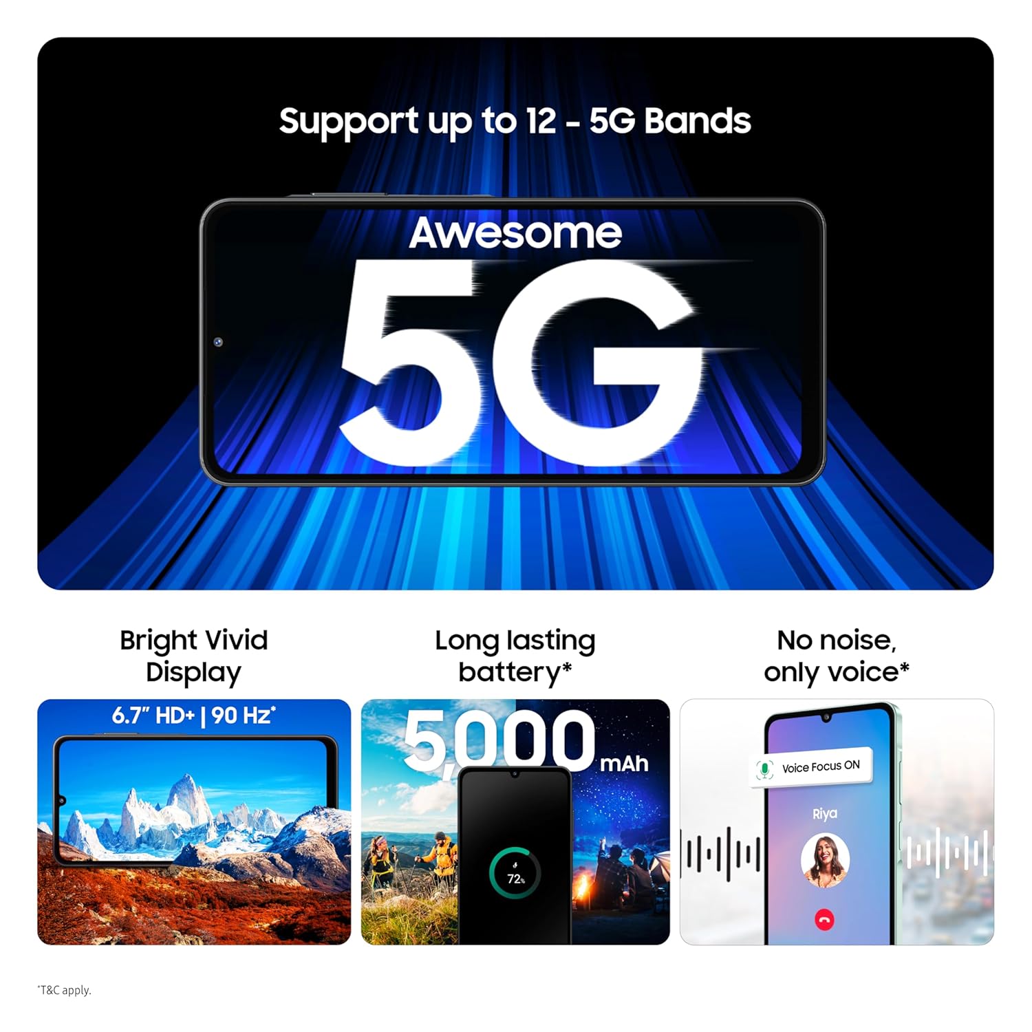 Samsung Galaxy A06 5G (Light Green, 4GB RAM, 64GB Storage)| True 5G with 12 5G Bands Mahajan Electronics Online