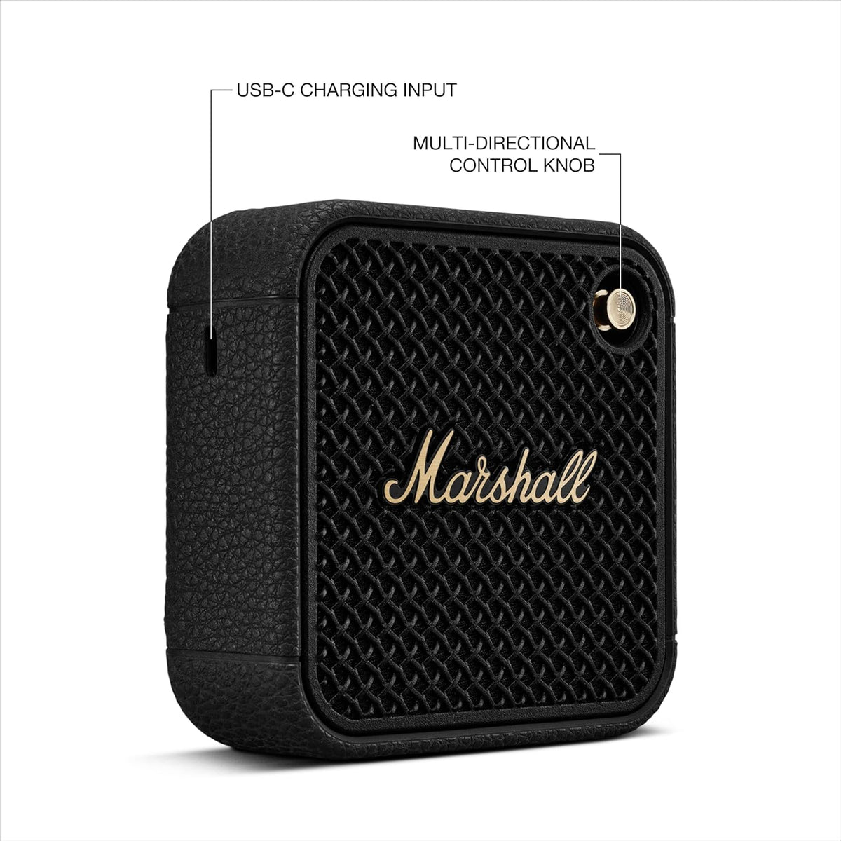 Marshall Willen II Portable Bluetooth Speaker with 17+ Hours of Portable Playtime, Dust & Waterproof (IP67) - Black & Brass Mahajan Electronics Online