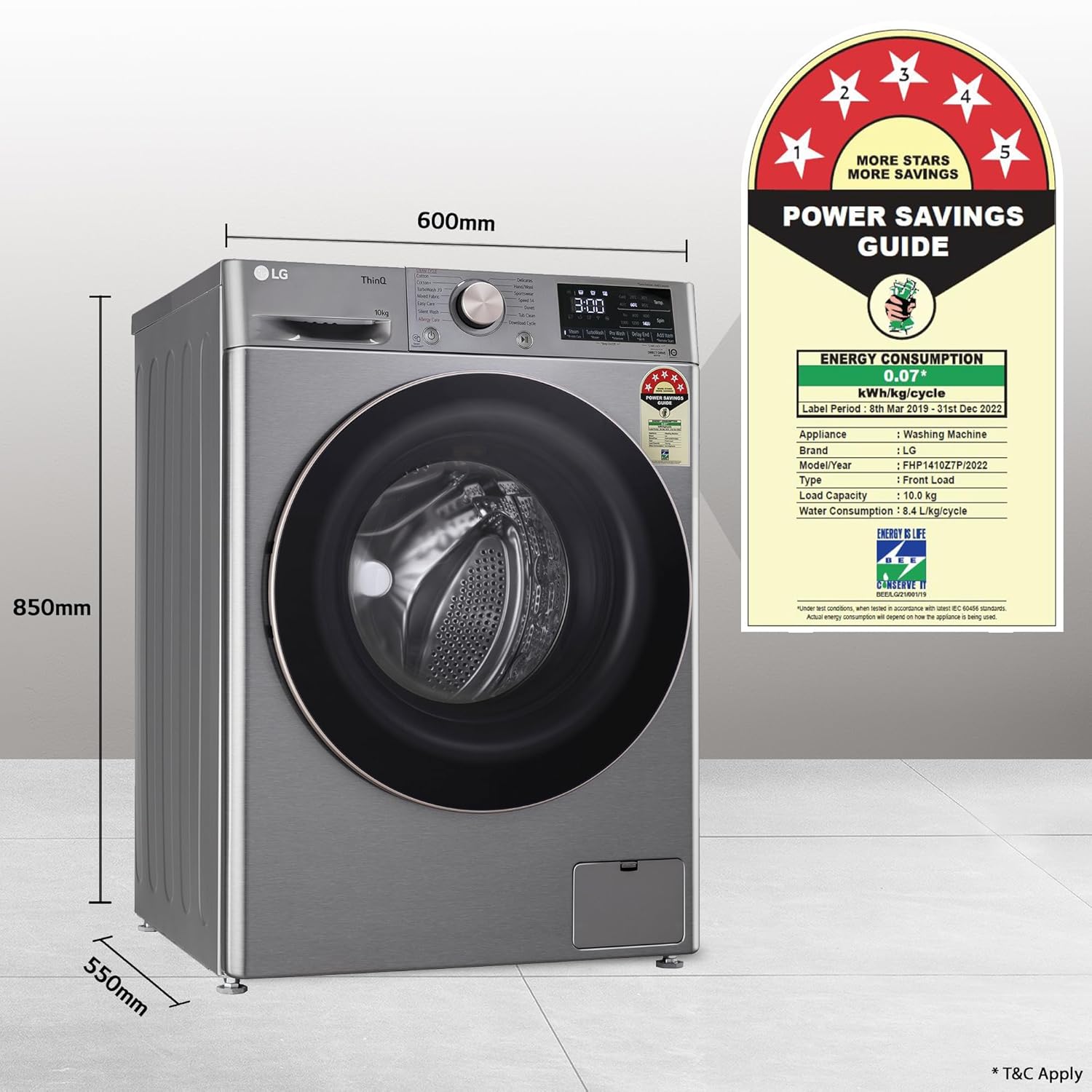 LG FHP1410Z7P 10 Kg 5 Star Ai Direct Drive Wi-Fi Inverter Fully Front Load Automatic Front-Loading Washing Machine Mahajan Electronics Online