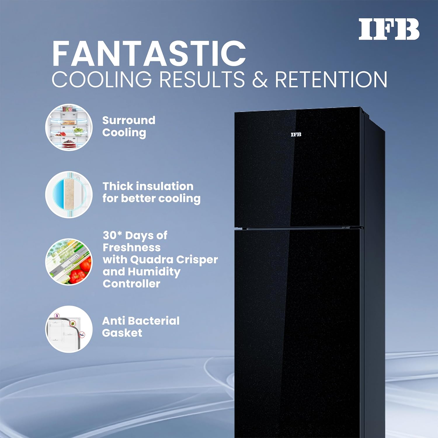 IFB IFBFF-3362IKG Frost - Free Refrigerator 285 L | 2 Star | Glass Model | Eco-Cool Series Mahajan Electronics Online