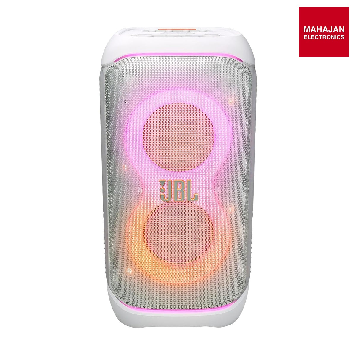 JBL PartyBox Stage 320 240W Portable Bluetooth Party Speaker with AI Sound Boost & Light Show (White) โ Mahajan Electronics Online.