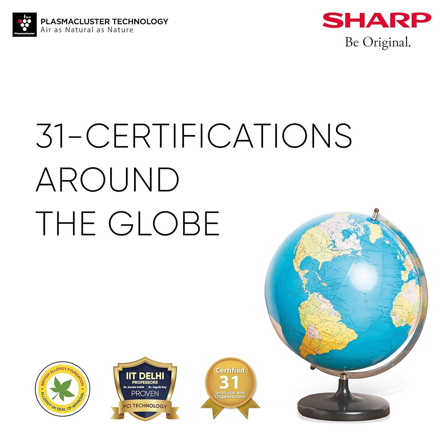 SHARP FX-J80M-H Wi-Fi Air Purifier – Plasmacluster Technology, HEPA H14 Filter, Carbon Filter, Covers 680 Sq. Ft., Portable & Sleep Mode