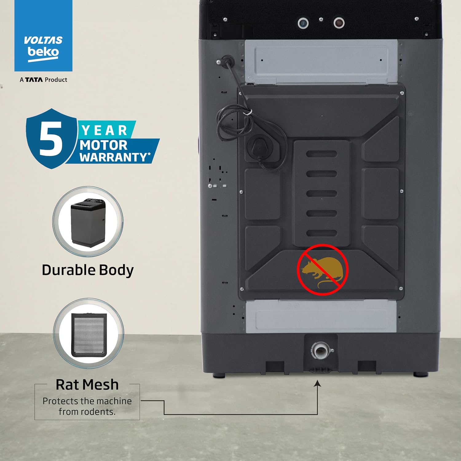 Voltas Beko, A Tata Product WTL9006UEA/SPBOOD 9 Kg 5 Star Fully-Automatic Top Loading Washing Machine (2024 Model, Grey) Machine Mahajan Electronics Online