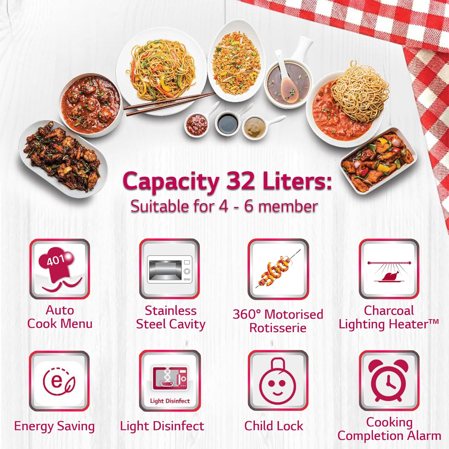 LG MJEN326UHWF 32 L Charcoal Convection Healthy Heart Microwave Oven ( Black) Mahajan Electronics Online