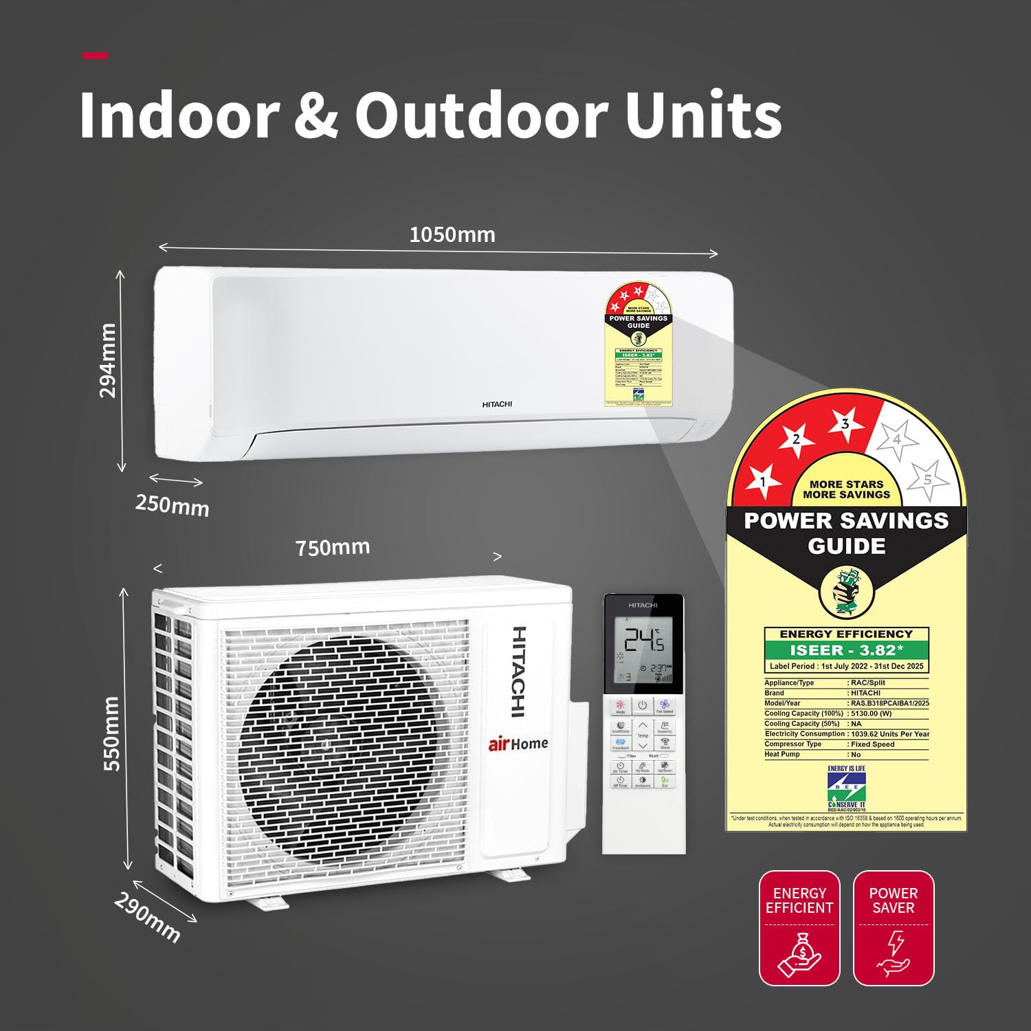 Hitachi RAS.B318PCAIBA1 1.5 Ton 3 Star Fixed Speed Split AC (100% Copper, Dust Filter, Senpai 3200FL, R32 White) Mahajan Electronics Online