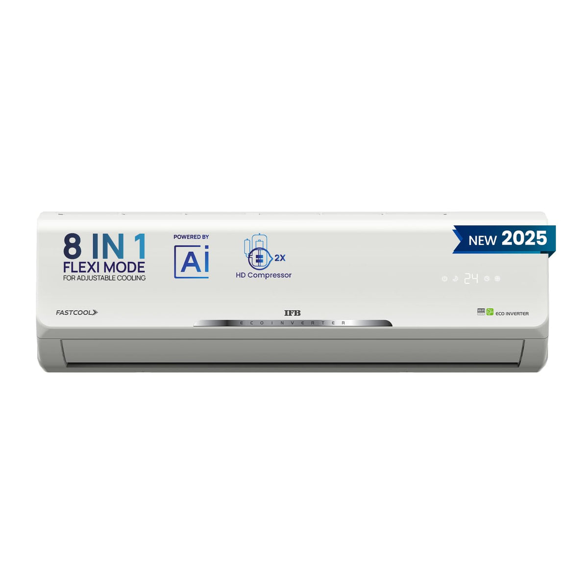 IFB CI185SS22RGN1 2025 Model Silver Star Series 1.5 Ton 5 Star Split AC with HD Compressor, AI, Dual Gold Fin, Nano Tek Coating & 8-in-1 Flexi Mode – White (Copper Condenser) Mahajan Electronics online