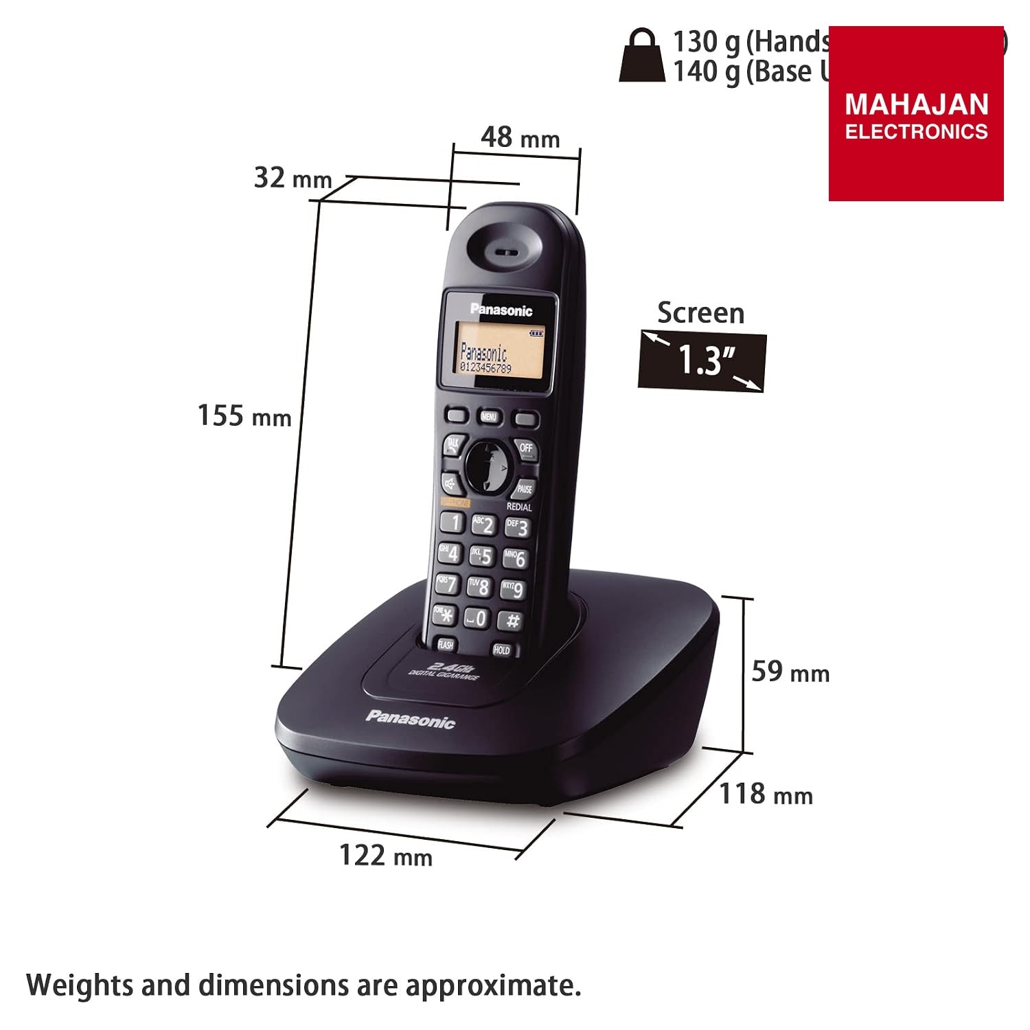 Panasonic KX-TG3611SXB Single Line 2.4GHz Digital Cordless Phone Black | Single Line, 2.4GHz Digital, Caller β Mahajan Electronics Online.