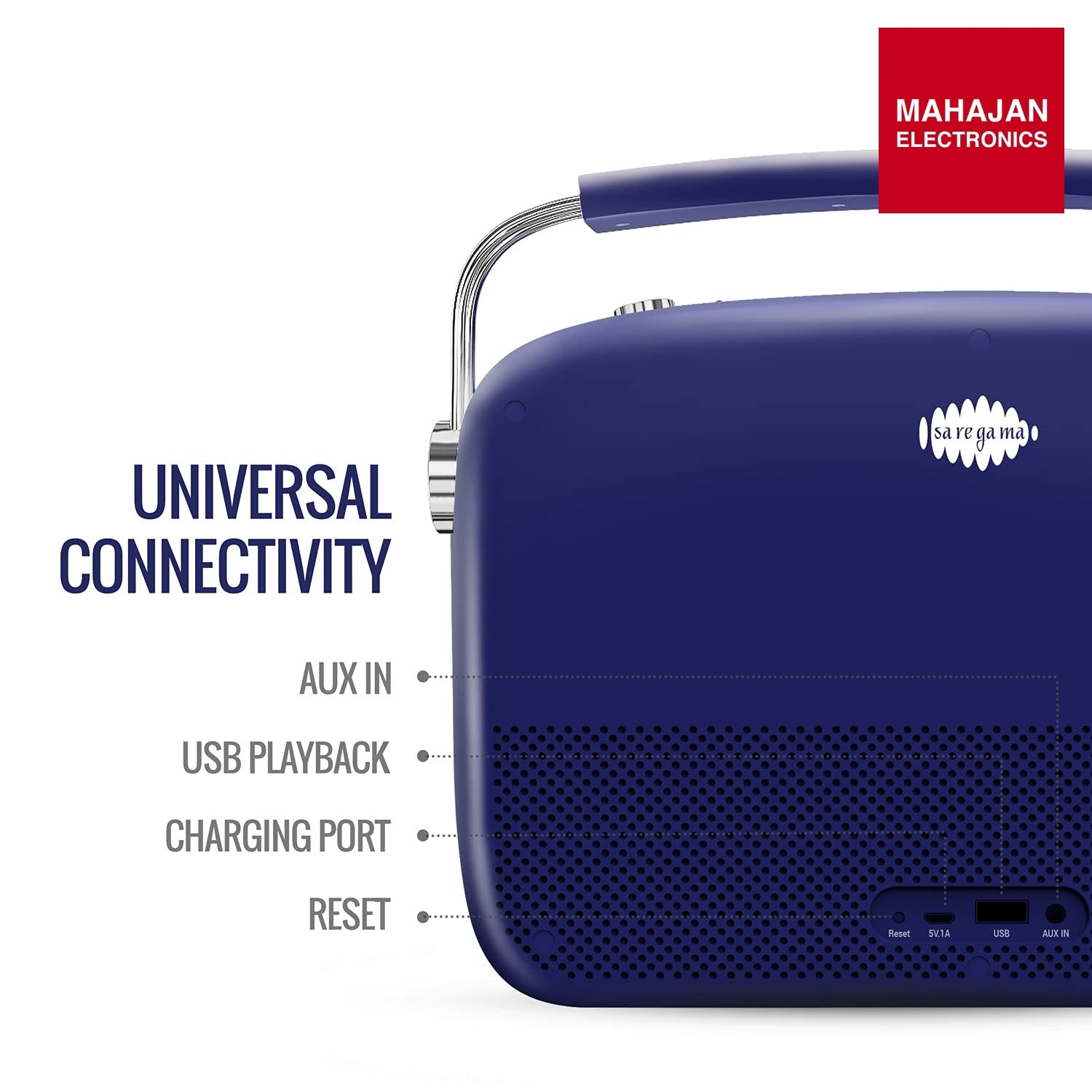 Saregama Carvaan Premium HIndi- Portable Music Player with 5000 Preloaded Songs, FM/BT/AUX (Royal Blue) – Mahajan Electronics Online.