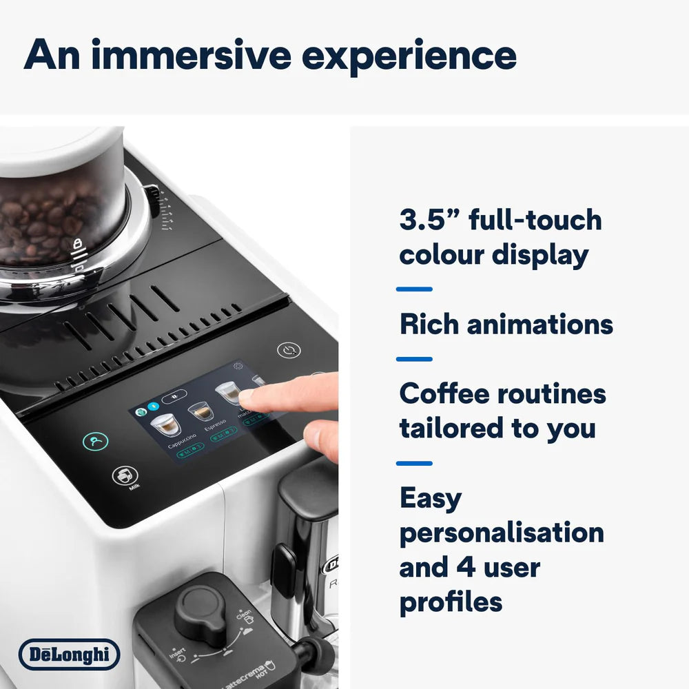 De’Longhi Rivelia EXAM440.55 | Fully Automatic Coffee Machine | Bean-to-Cup | LatteCrema Hot | 3.5” Touch – Mahajan Electronics Online.