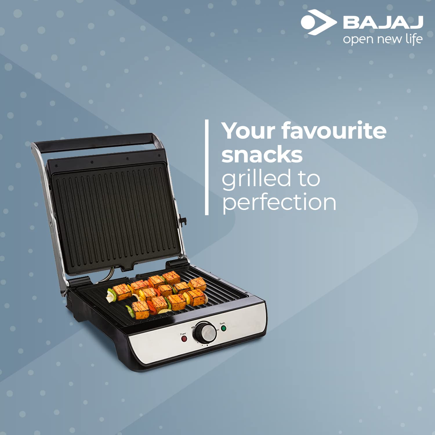 Bajaj Majesty Grill Ultra 2000W 4-Slice Grill Sandwich Maker | 180° Open Grill | Adjustable Hinge & Temperature Control | Non-Stick Coated Plate | Drip Oil Collector | 2-Yr Warranty by Bajaj | Black Mahajan Electronics Online