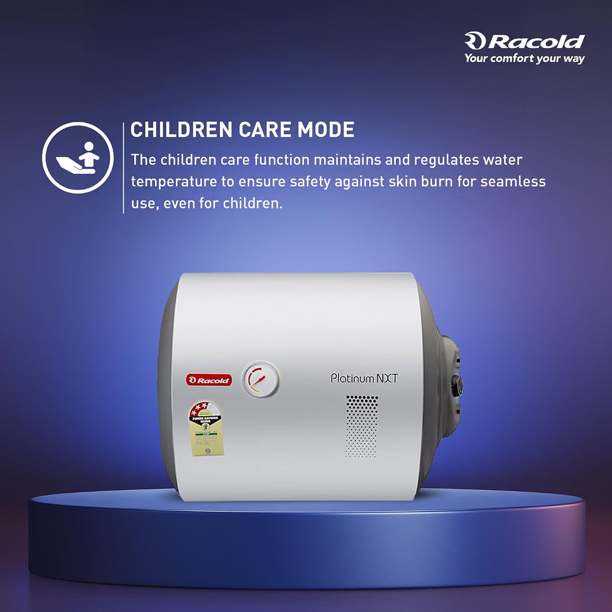 Racold Platinum Nxt 50L RHS Horizontal Energy Efficient Water Heater(Geyser) for Home| 33% faster heating |Titanium Plus technology |Free Standard Installation & Pipes | Suitable for bathroom Racold