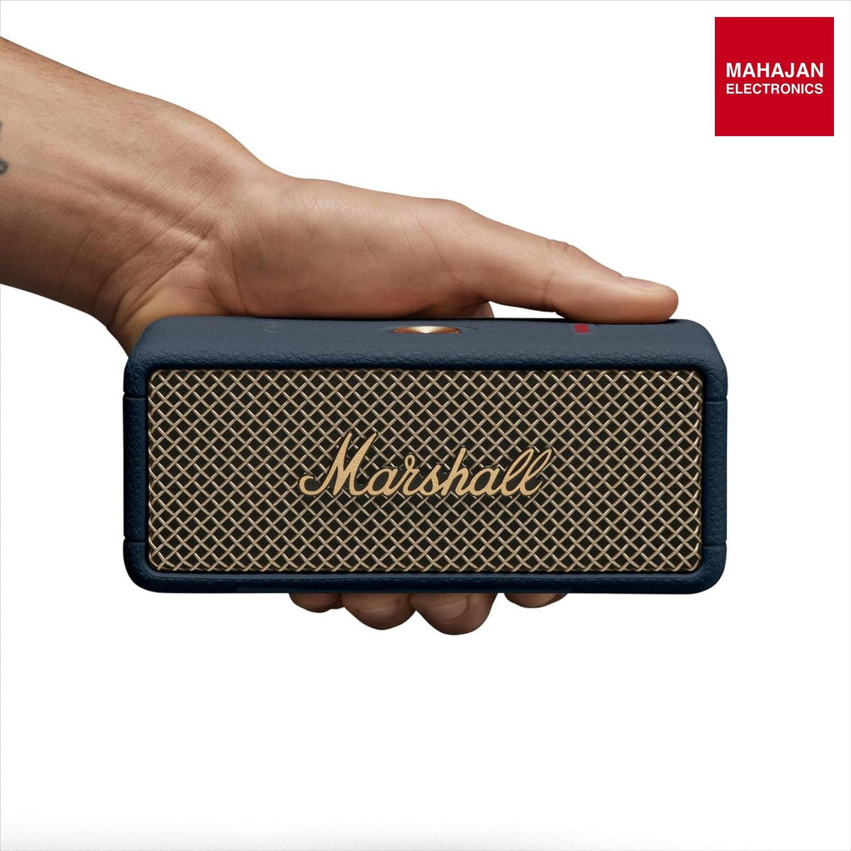 Marshall Smartchoice Emberton III Compact Portable Bluetooth Speaker with 32+ Hours of Playtime, (360ยฐ Sound), Dust & Waterproof (IP67) โ Midnight Blue โ Mahajan Electronics Online.