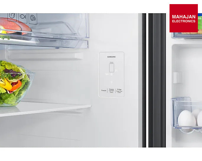 Samsung RT56DG7A6AB1TL 530L 5-in-1 Convertible Double Door Refrigerator – Black Matt, Twin Cooling, Wi-Fi – Mahajan Electronics Online.