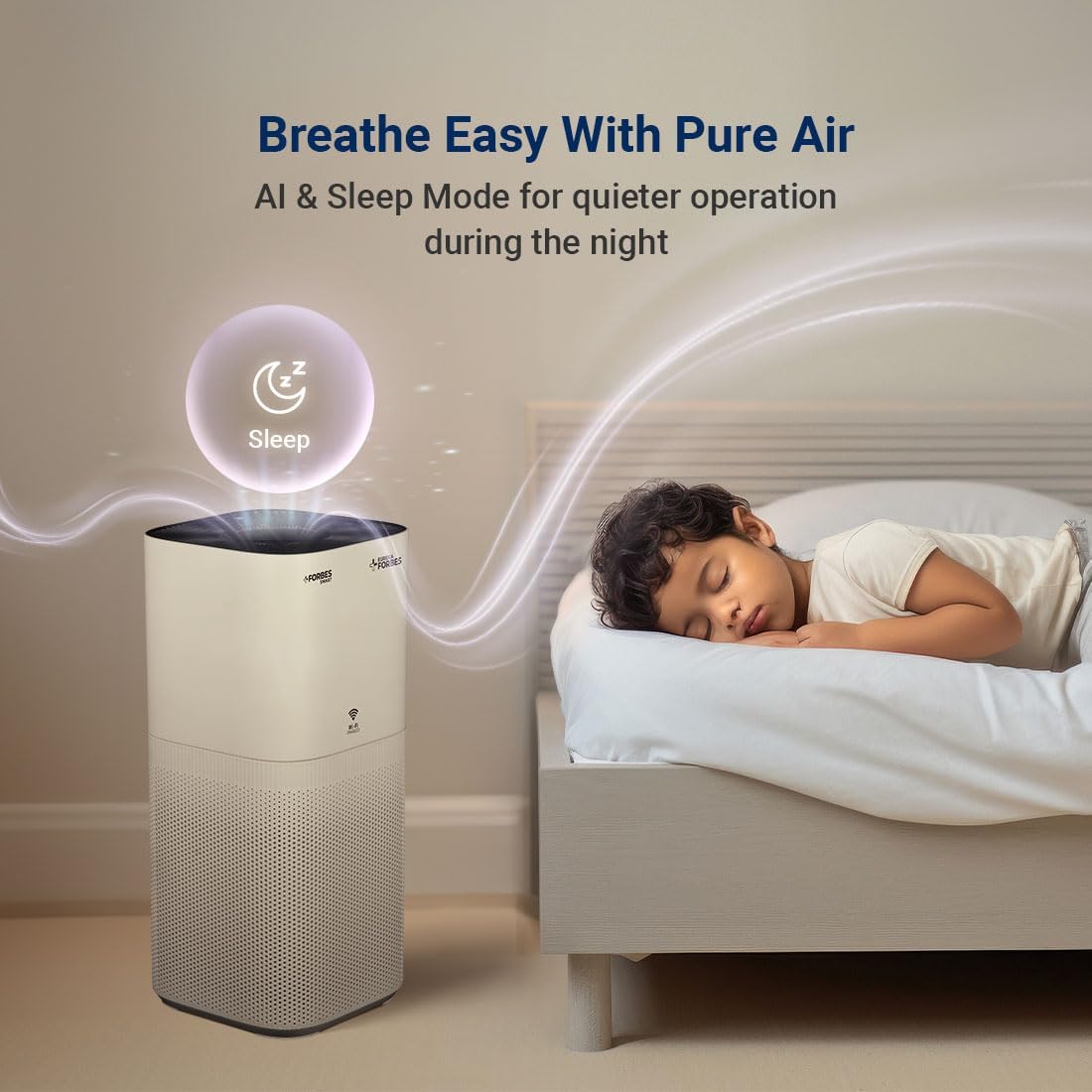 Eureka Forbes Smart Air Purifier 500 for Home |Covers Upto 670 Sq. Ft. | WiFi Enabled | Removes 99.97% Impurities & PM | True HEPA H13 | 4-Stage, 10-Min Purification | App Control | Sleep Mode Mahajan Electronics Online