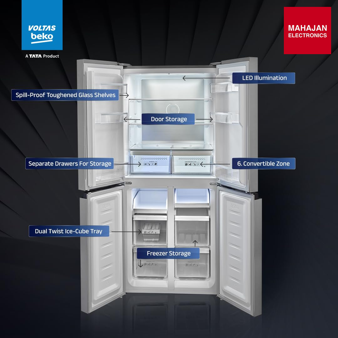 Voltas Beko R4D472/FPV3N0RXID 472 L Frost Free Side by Side Refrigerator . online mahajan electronics