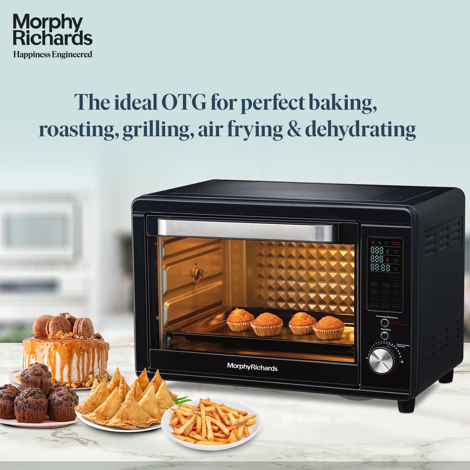 Morphy Richards 40RCAD Digi with Air Fryer Digital Otg Oven For Kitchen|40 Litre Oven Toaster Griller W/ 13 Preset Menu|Rotisserie,Convection W/In-Built Air-Fryer & Dehydrator Function|2-Yr Warranty By Brand|Deep Blue-2000W Mahajan Electronics Online