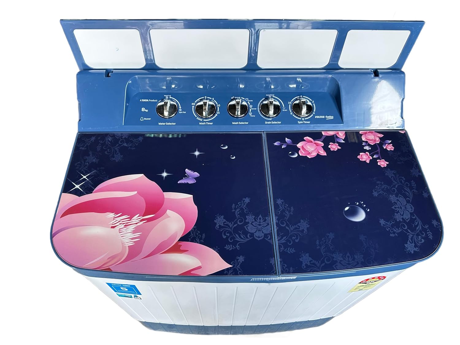 Voltas Beko WTT80DBLG/BLSSWH5GBDE 8 Kg 5 Star Semi Automatic Top Load Washing Machine  Blue Mahajan Electronics Online