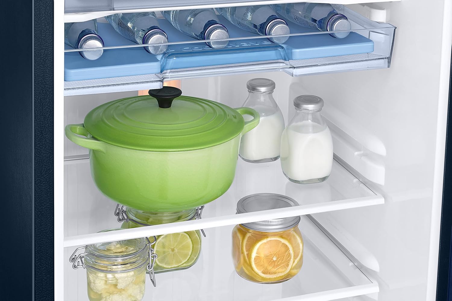 Samsung RR26C3893CU/HL 246L 3 Star Inverter Direct-Cool Single Door Refrigerator Appliance (Camellia Blue) Base Stand Drawer Mahajan Electronics Online