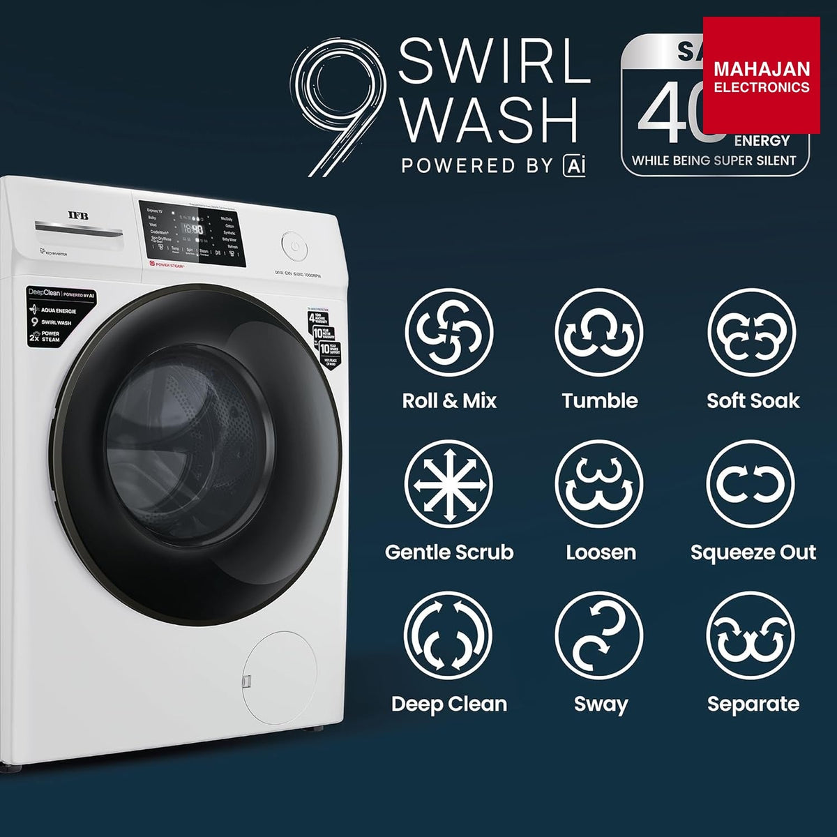 IFB DIVA GXN 6010 CMS 6 Kg 5 Star, DeepClean® Technology, AI Powered, Fully Automatic Front Load Washing Machine ( PowerSteam®, 9 Swirl, Steam Refresh, Inbuilt Heater, Eco Inverter, Grey) – Mahajan Electronics Online.