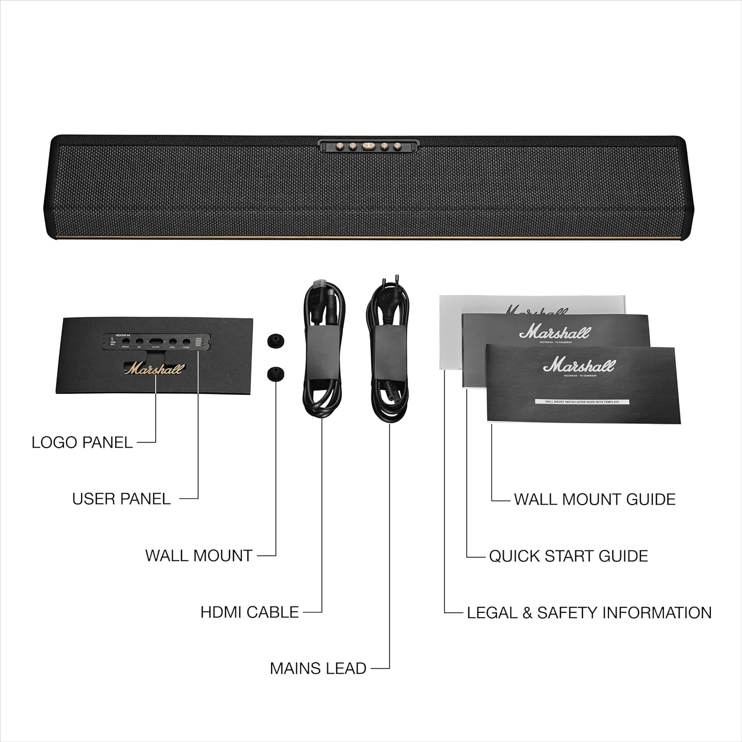 Marshall Heston 60 soundbar with Dolby Atmos & DTS:X, Wired & Wireless Subwoofer Connectivity – Dual HDMI, RCA, Bluetooth, WiFi, Google Cast, Spotify, Airplay2 Mahajan Electronics Online