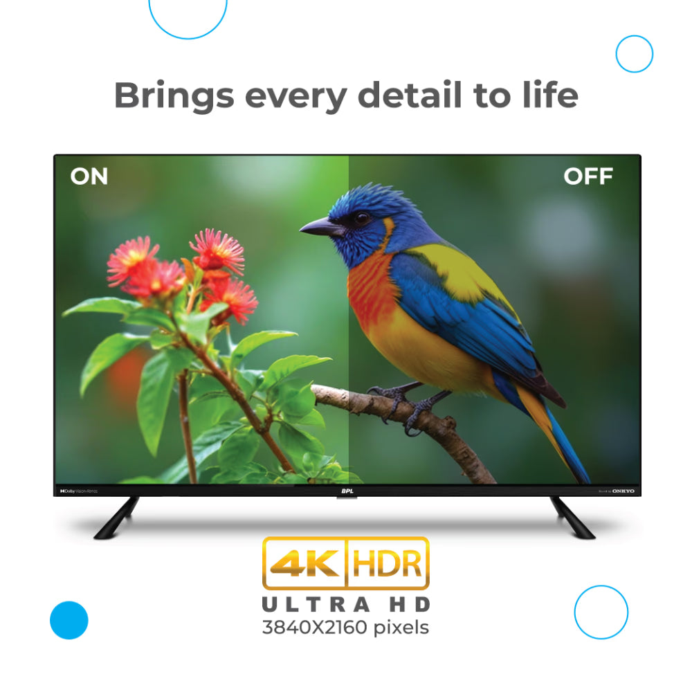 BPL 55QF5540 139.7 cm (55 inch) Goole Smart Onkyo Home Theatre QLED TV, Black Mahajan Electronics Online