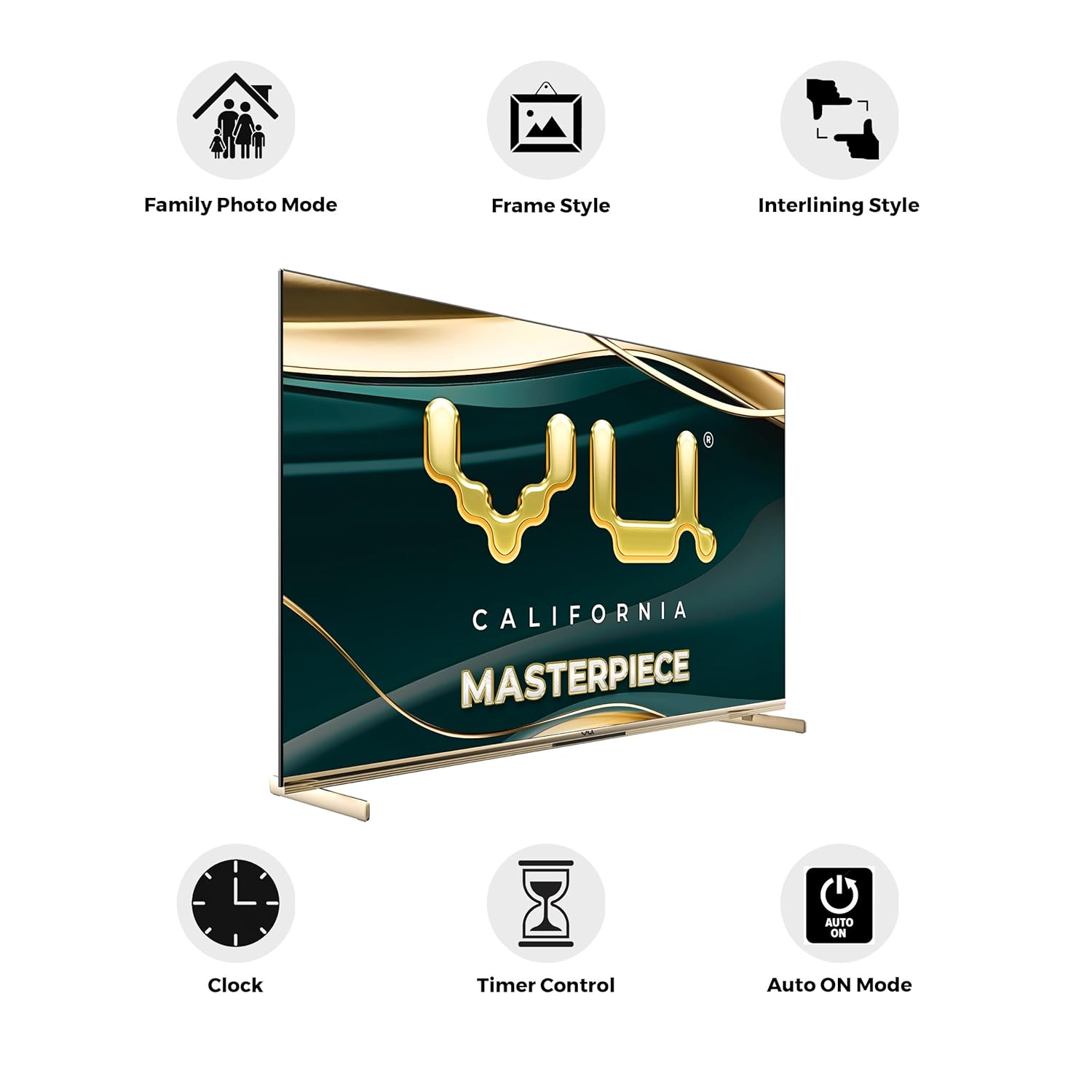 Vu 55 MASTERPIECE With 3 years Brand Warranty (55 inches) Masterpiece Frame Series 4K QLED TV (Armani Gold) 2025 Mahajan Electronics Online
