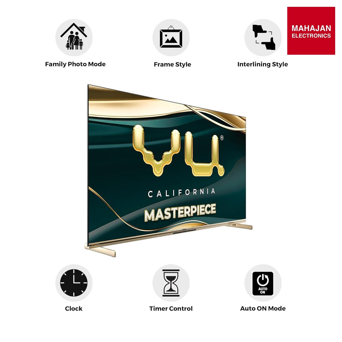 Vu 55 Masterpiece 55 Inch (139 cm) 4K QLED Google TV, Masterpiece Frame Series with 144Hz (Armani Gold) – Mahajan Electronics Online.